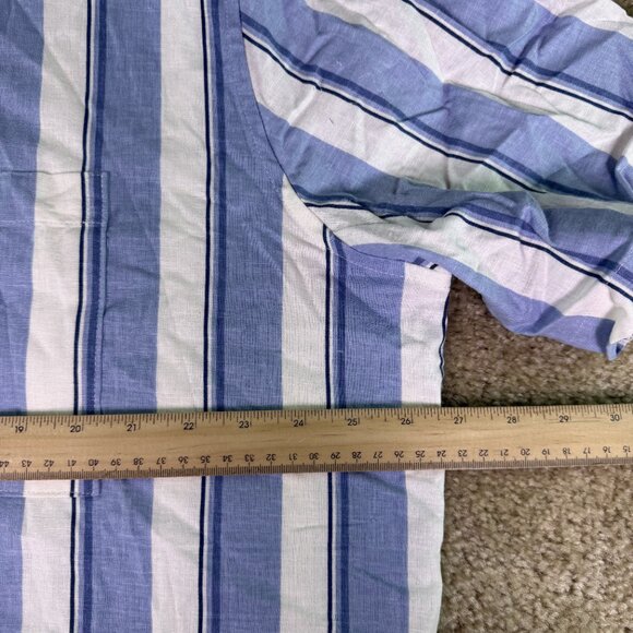 Gap Linen Blend Shirt Womens Size XL Blue Striped Button Short Sleeve NWT E858 - Picture 8 of 10